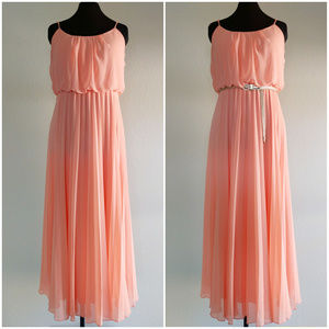 Peach Pleated Maxi Dress